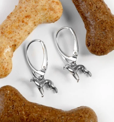 Pendientes colgantes colgantes de plata de ley 925 galgo Whippet joyería lebrel Foto 1 de 4