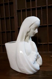 Vaso statuina fioriera Madonna vintage iconica Mary Praying NS Co USA ceramica - Foto 1 di 12