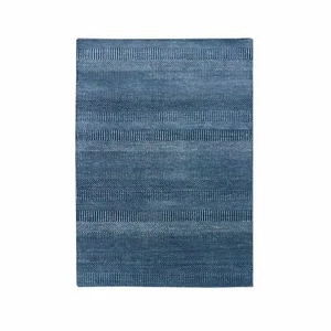4'1"x6'1" Blue Wool and Silk Hand Knotted Modern Grass Design Gabbeh Rug R79242 - Picture 1 of 7