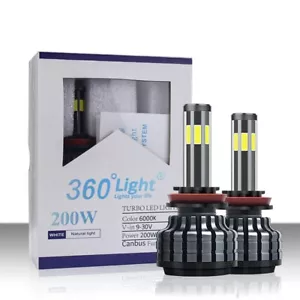 6 Side Illuminated LED Headlight Bulbs 9005 HB3 H10 High Beam White Bright 8000K - Picture 1 of 10