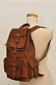 Backpack Rucksack Genuine Leather Laptop Messenger Bag Satchel unisex Backpack - Picture 1 of 10