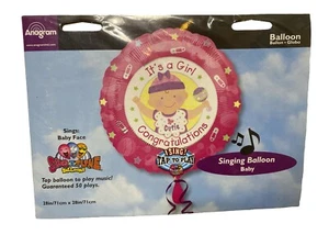 ITS A GIRL “Baby Face” Sing-a-Tune Foil Singing Balloon -28 X 28”-Baby Shower - Picture 1 of 2