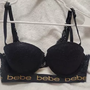 Schwarz, Baby sexy BH, rückseitiger Verschluss, gepolstert 34 B - Bild 1 von 3