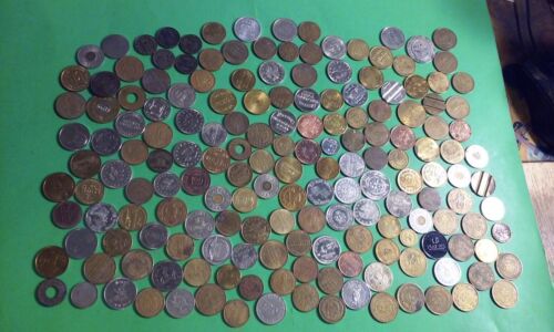 Vintage Lot 170+ Gaming Arcade Tokens Pizza Laundry & Other Brass & Mixed Metals