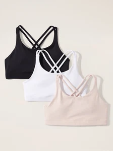 Athleta Girl Set Of 3 Upbeat Sports Bras size S/7 and 1 Tie-Dye Headband - Picture 1 of 11