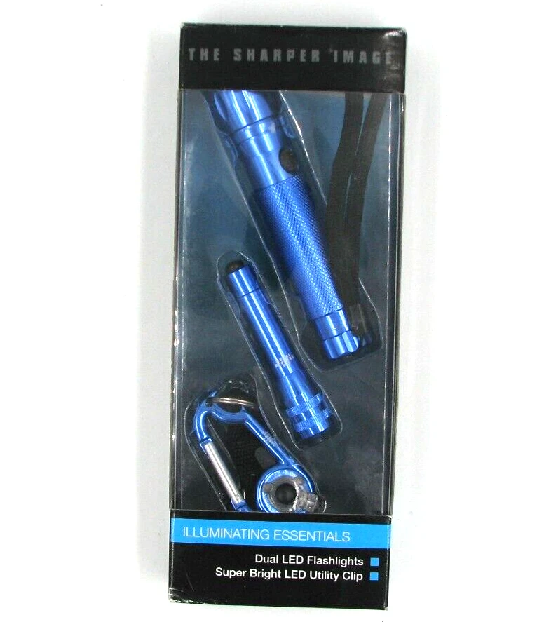 SHARPER IMAGE  3 Piece Flashlight set 2 Handheld Flashlight  + LED utility clip - Image 1 of 3
