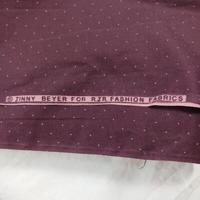 VTG Jinny Beyer RJR Fashion Fabric Aubergine Purple w/Pink Pinhole Dots 42"x1.5y - Image 1 of 4