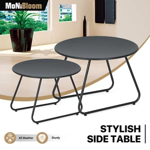 Set of 2 Round Coffee Tables End Side Table Steel Accent Table For Living Room - Picture 1 of 10