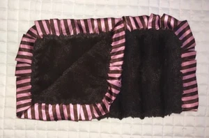 Swankie Blankie Brown Plush Pink & Brown Striped Satin Trim Security Blanket - Picture 1 of 4