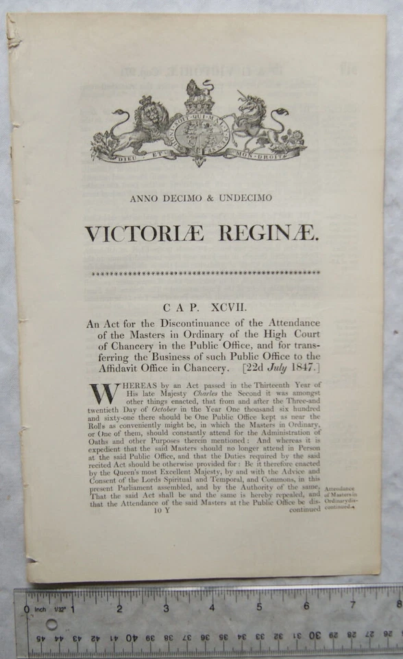 1806 Act of Parliament: discontinue Attendance Masters in Ordinary Chancery - Image 1 of 1