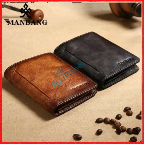 Billetera De Cuero 100% Genuino Vintage De Hombres Cartera De Tarjetas Monederos - Image 1 of 4