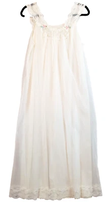 Camisón Vintage Shadowline Nupcial Gasa Marfil Encaje Floral Bordado Talla M Foto 1 de 4
