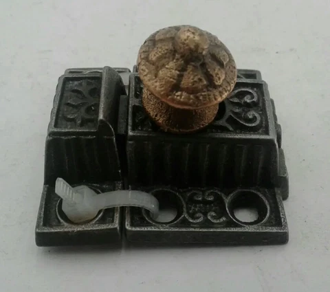 Antique Cabinet Catche Cupboard Latch Brass & Cast Iron Furniture Hardware Cover