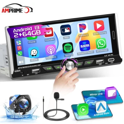 6.9 Zoll Autoradio 1 Din Apple Carplay Android 13 2G+64G GPS Navi WIFI RDS +Kam - Bild 1 von 4