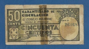 CONSEJO MUNICIPAL DE MANZANARES -- 50 CENTIMOS 1937 -- RC -- SERIE B .  - Picture 1 of 2