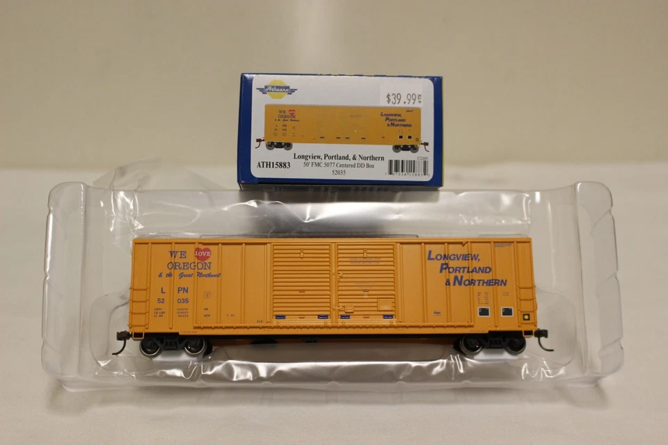 Athearn 15883 HO Scale FMC 5077 Double Door Boxcar Longview Portland & Northern