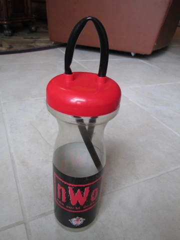 1998 NWO NEW WORLD ORDER Water Bottle with Straw New Old Stock Cover