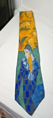 Corbata de seda vintage años 90 colección Picasso ARLEQUÍN apoyada en el codo Spadem Foto 1 de 4