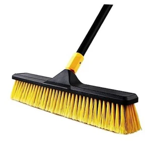 18 Inch Push Broom Heavy-Duty Outdoor Commercial Broom Brush Stiff Bristles - Picture 1 of 7