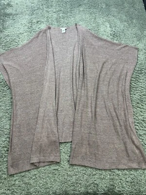 J Jill Sweater Women M/Large Heather Pink Linen Silk Blend Open Front Cardigan - Image 1 of 4