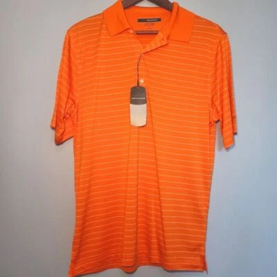 Camisa polo de golf Greg Norman para hombre talla S Play Dry rayas naranjas manga corta nueva con etiquetas Foto 1 de 4
