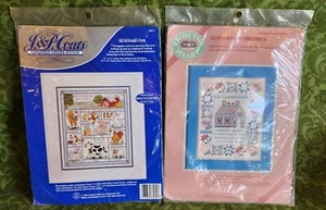 2 NIP Cross stitch Kits. J& P coats fr the Heart Old McDonal Grand kid. Vintage - Picture 1 of 5