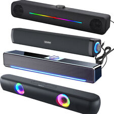 LED Computer Speakers Stereo Bass Subwoofer Portable Gaming Speakers 3.5mm Audio
