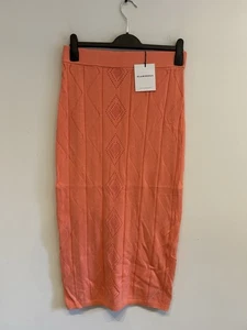 NEW Glamorous Coral Knit Straight Stretchy Midi Skirt UK 14 RRP £40 - Picture 1 of 9