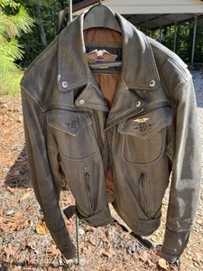 Harley Davidson Men’s  Distressed Brown Leather Jacket & Chaps,  LARGE - Bild 1 von 14