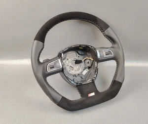 AUDI A4 S4 RS4 A5 COUPE A6 C6 A8 S-LINE FLAT BOTTOM SUEDE LEATHER STEERING WHEEL - Picture 1 of 24