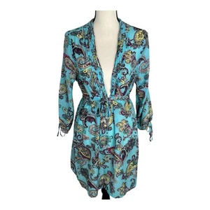 Antonio Melani Multicolor Floral Paisley Cotton Tie Up Long Sleeve Mini Dress S - Picture 1 of 16