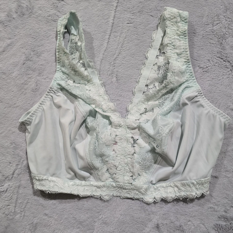 Breezies Soft Support Unlined Lace Bralette Mint Green - Size 1X Wire Free  - Image 1 of 4