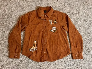 Disney Fox And The Hound Corduroy Button Down Shirt Women’s L Her Universe - Picture 1 of 6