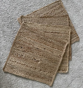 Set of 4 Square Seagrass Rattan Placemats Woven 14x14 Coastal Farmhouse - Picture 1 of 3