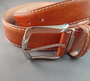 Roger Ximenez 39" Marrone Marrone Marrone Autentico Vitello Italiano Fibbia Ottone Argento 45" Totale - Foto 1 di 6