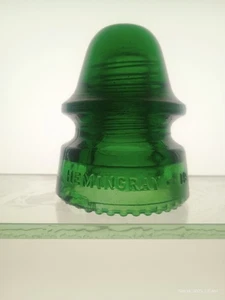 DEEP  7-UP GREEN HEMINGRAY-19 GLASS INSULATOR. - Picture 1 of 6