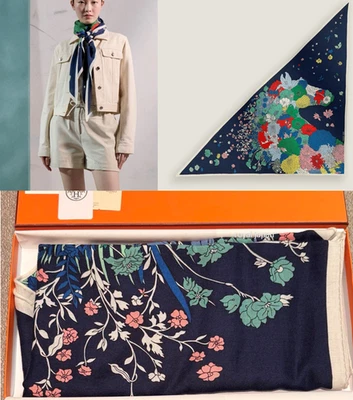 Unused HERMES Carre Geant Triangle Scarf ROBE LEGERE Cashmere Silk Wrap 2025SS - Image 1 of 4