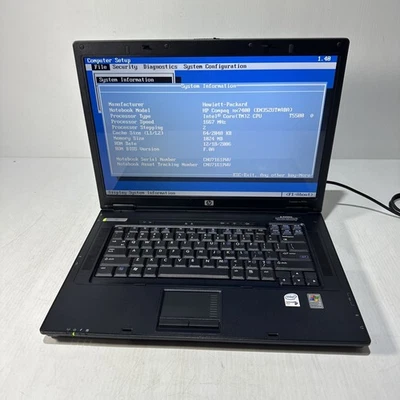 Notebook HP Compaq NX7400 15" Intel Core 2 Duo T5500 1gb Ram sem unidades botas BIOS - Imagem 1 de 4