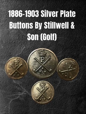 1886-1903 RARO JUEGO ANTIGUO DE 4 BOTONES STILLWELL PLATEADOS ESTILO GOLF INGLATERRA Foto 1 de 3