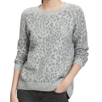 Gap Leopard Print Gray Crew Neck Soft Stretch Pullover Sweater Size L - Image 1 of 4