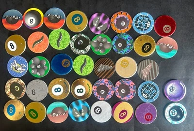 Eight Ball POGS lot of 37 and 2 Slammers from the 1990s with some Duplicates - Image 1 of 2