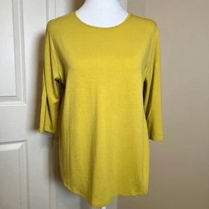 J. Jill Wearever Collection Golden Yellow Flowy Stretchy Top Size Medium EUC  - Picture 1 of 9