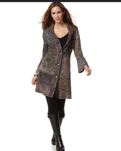 Christopher &Banks Long Cardigan Sweater Heather Brown/Gray Bell Sleeves XL - Picture 1 of 10