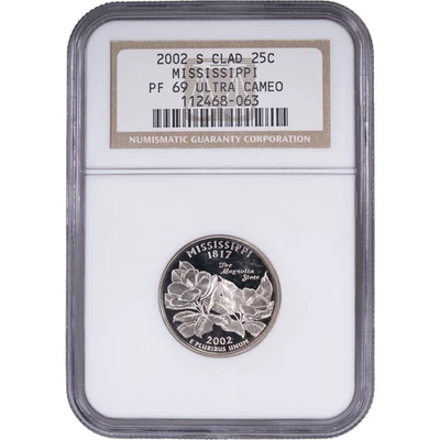 2002-S Clad Mississippi State Quarter - Proof ~ NGC PF 69 ULTRA CAMEO - Image 1 of 2