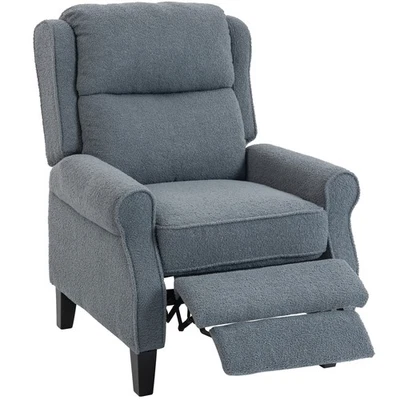 HOMCOM Recliner Armchair, Fabric Recliner Chair, Grey - Image 1 of 4