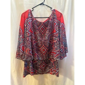 COCO BIANCO Red Paisley Printed Blouse – Size XL - Picture 1 of 6