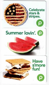 Publix Gift Card LOT of 3 Watermelon, Flag,Pie,Summer - A -Collectible -NO Value - Picture 1 of 2