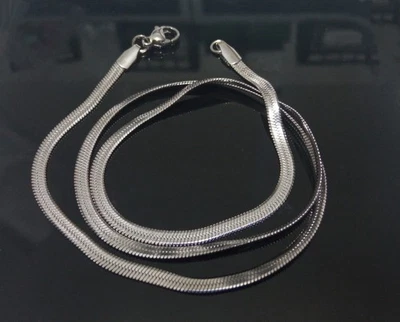 1pz collana girocollo snake chain  in acciaio inox 45cmx3mm colore argento scuro - Immagine 1 di 2