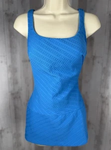 Vintage 1970s Rose Marie Reid Blue Swimsuit Mod GoGo Skirt Built in Bra Retro M - Picture 1 of 15