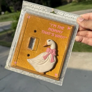 NOS Figi Graphics 1988 Switcheroo Switch Plate Mother Goose Wood Taiwan Cottage - Picture 1 of 8